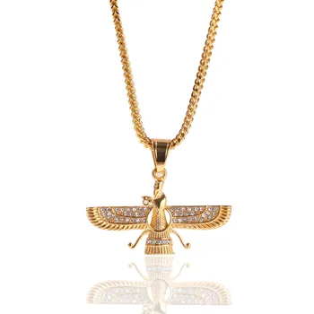 

Hip Hop Personality Eagle-Shaped Pendant Necklace Cubic Zirconia Gold Silver Stainless Steel For Men & women Jewelry Accessories