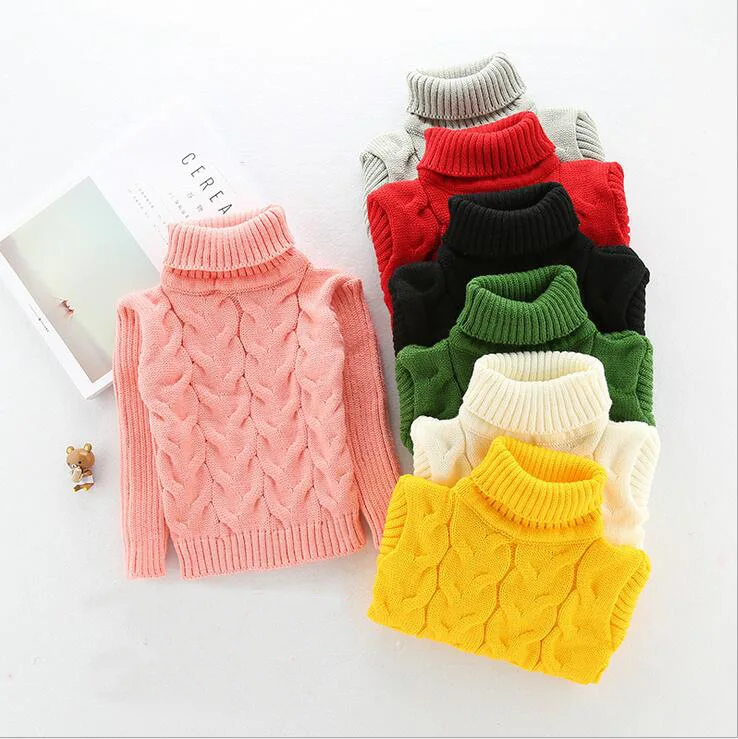 

Childrenswear High Collar Base Shirt Twist Knitted High Collar Simple Versatile Sweater Thick Base Shirt