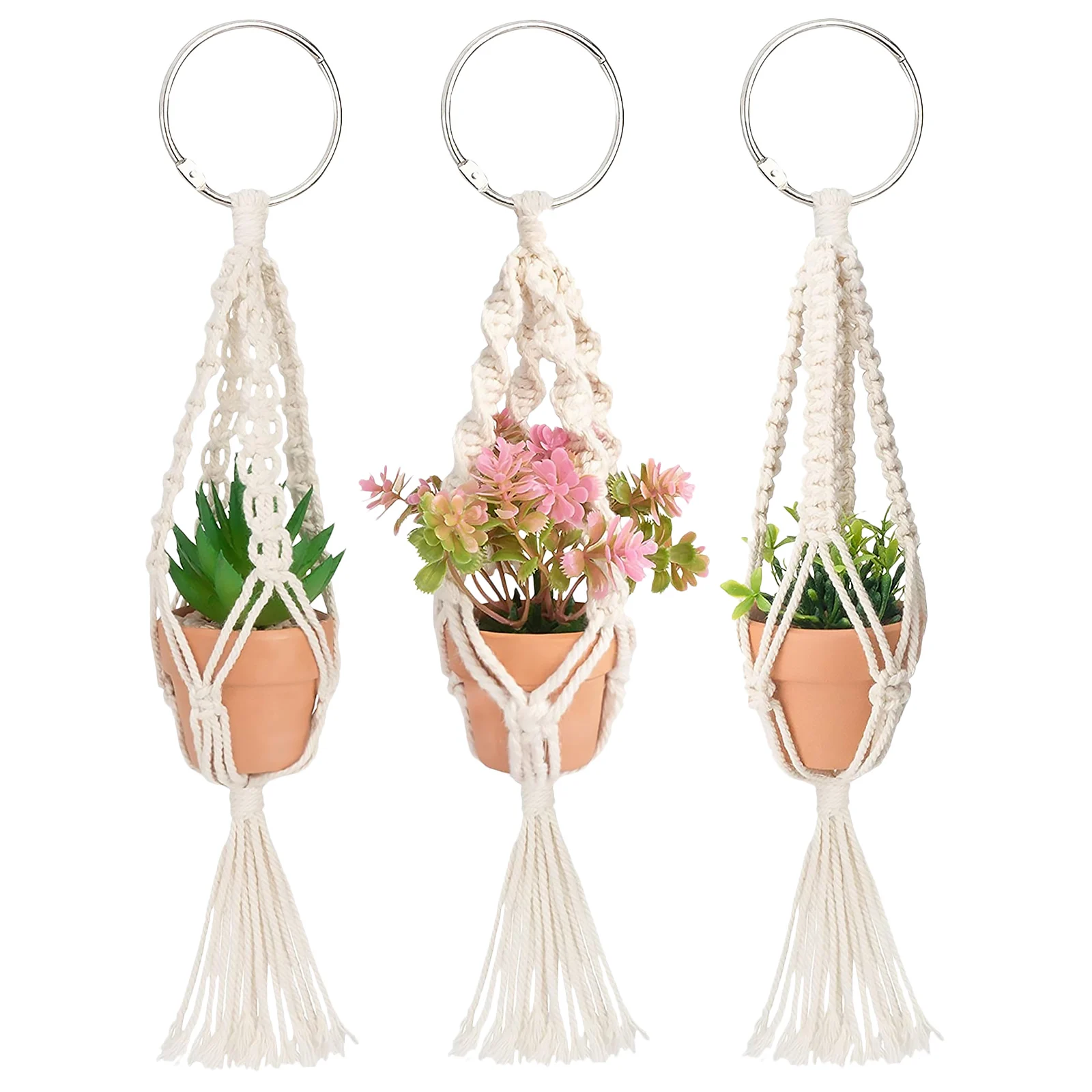 plant trough Macrame Plant Hangers Kit Mini Macrame Plant Car Rear View Mirror Accessories for Home Countyard Garden Decor indoor flower pots