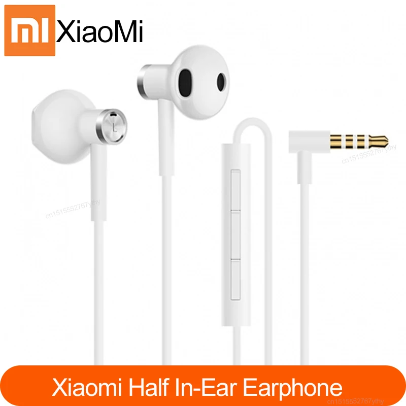 Original Xiaomi Mi Dual Units Half Inear Earphone 3.5mm Wire Control