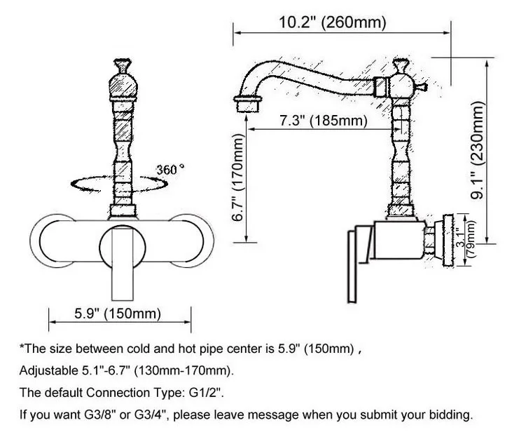 Black Oil Rubbed Brass Wall Mounted Single Handle Lever Bathroom Kitchen Sink Faucet Mixer Tap Swivel Spout anf845