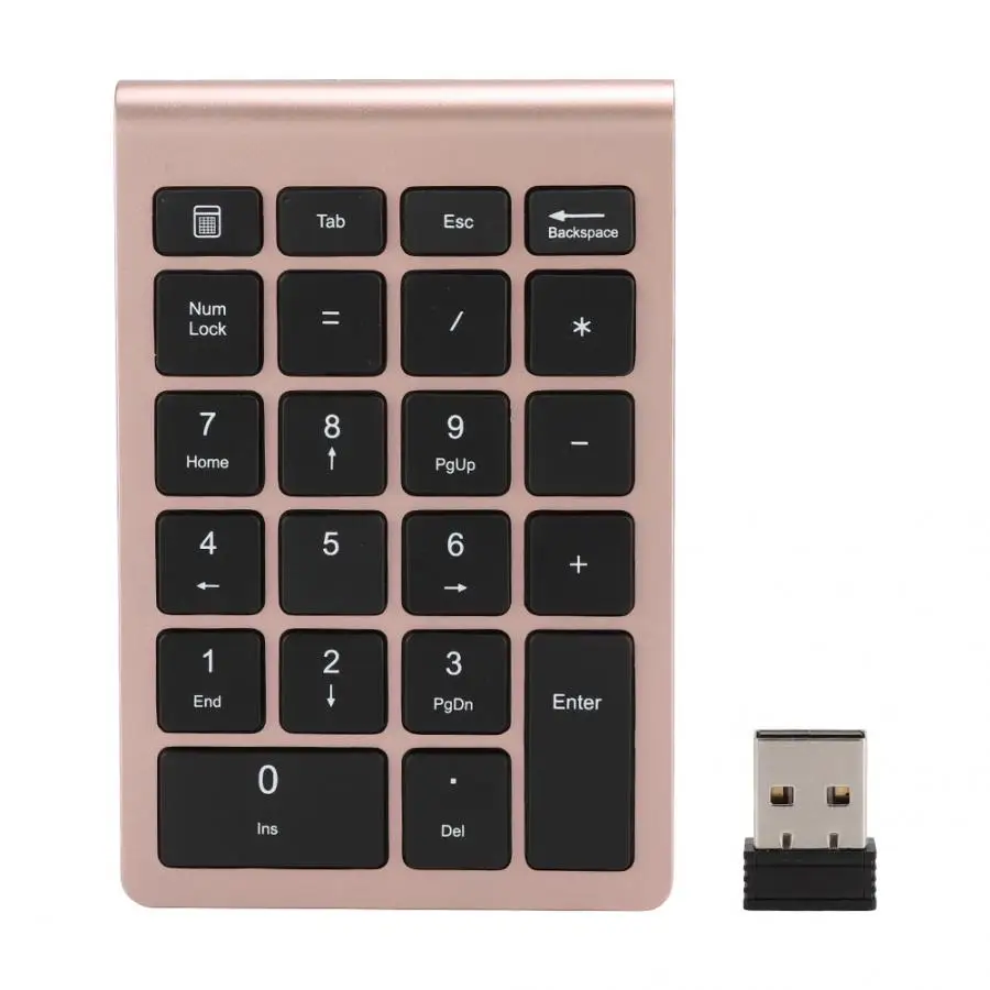 22 клавиши цифровая клавиатура USB 2,4G Беспроводная мини-клавиатура с ножничным колпачком для ключей Поддержка для систем ОС Android Windows - Цвет: Rose Gold