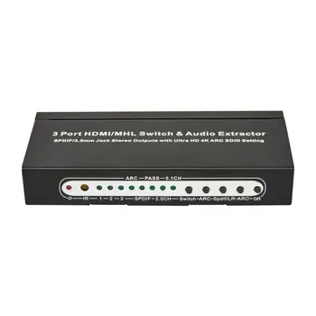 

Out Switcher 4kx2k Switcher with Audio Separation Hdmi Splitter T-303D Hdmi1.4 3 in 1 US Plug 150*64*25mm Male-male ONLENY 500g