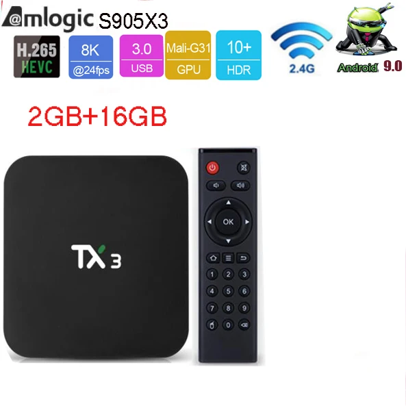 Tanix TX3 Amlogic S905X3 Android 9,0 ТВ приставка 4G 32G/64G четырехъядерный 2,4G/5 GHz Wifi BT H.265 Youtube 8K медиаплеер netflix google - Цвет: 2G 16G