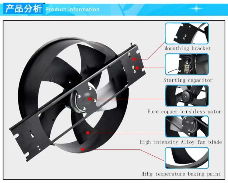 12 дюймов 220 В/380 в 80 Вт/160 Вт осевой вентилятор с наружным ротором вентилятор для кухни распределительный шкаф фермы