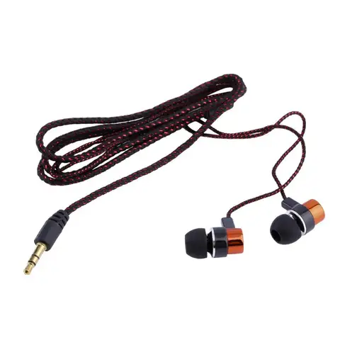 Stereo Woven Fiber Cloth Line Headset Device Metal Earphones Jack Wholesale