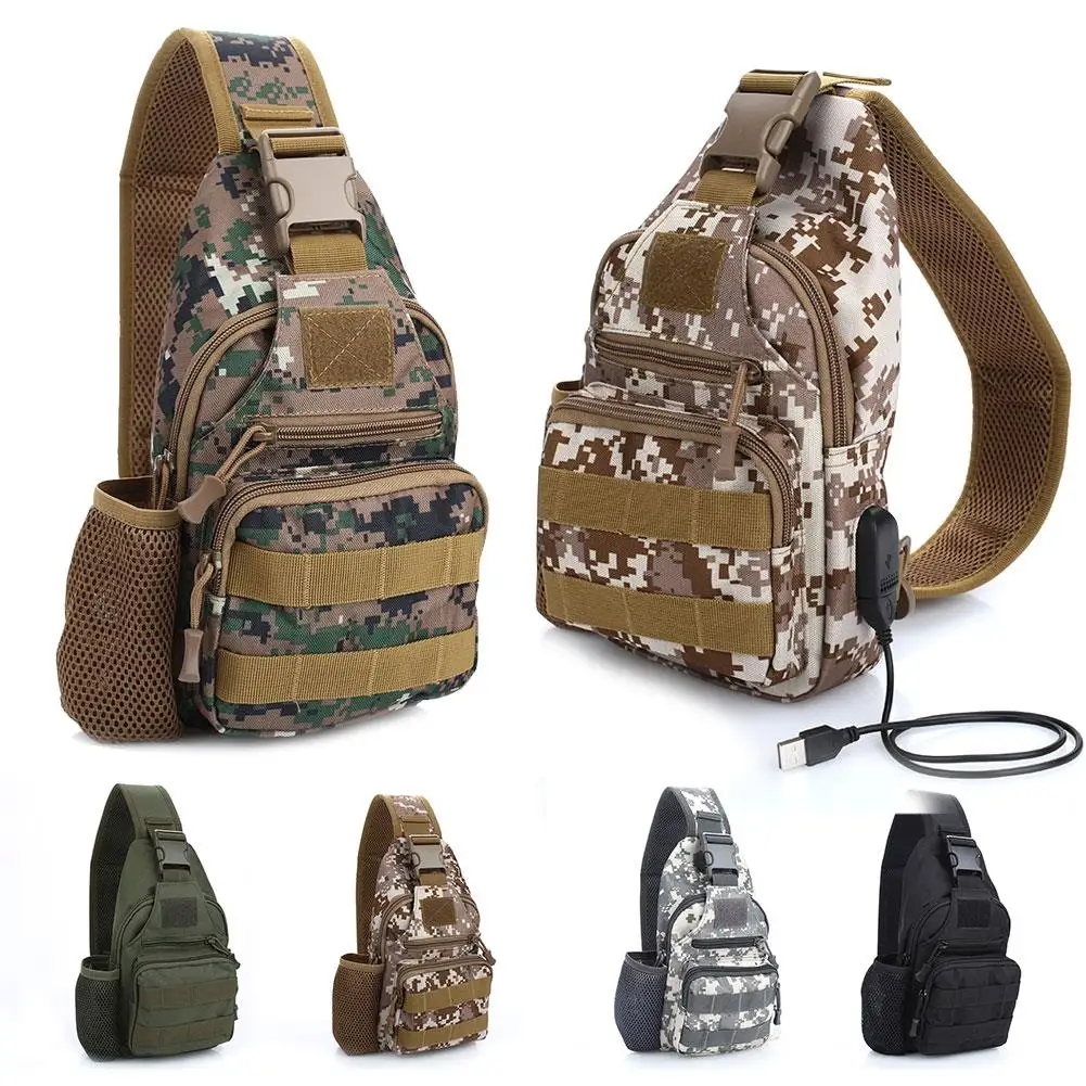 

Unilateral USB Nylon Climbing Tactics Military Backpack Chest Bag Storage Tourism Shoulder Backpack Money Hiking Camping