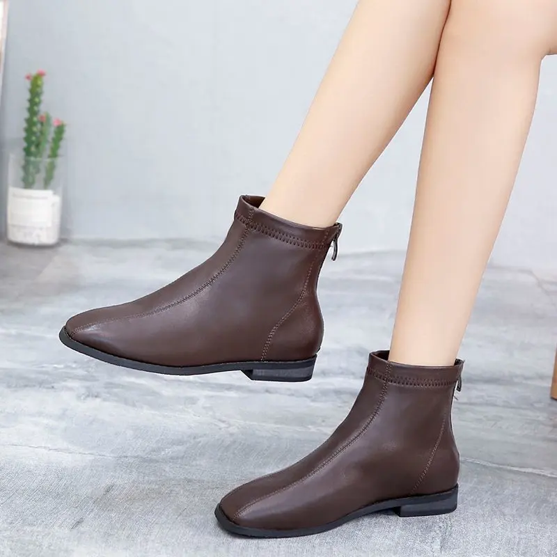 Boots Female women shoes Ankle 2020 New Autumn British Wind Genuine Leather Thick With Short Boots Motorcycle Boots Boots Female women shoes Ankle 2020 New Autumn British Wind Genuine Leather Thick With Short Boots Motorcycle Boots