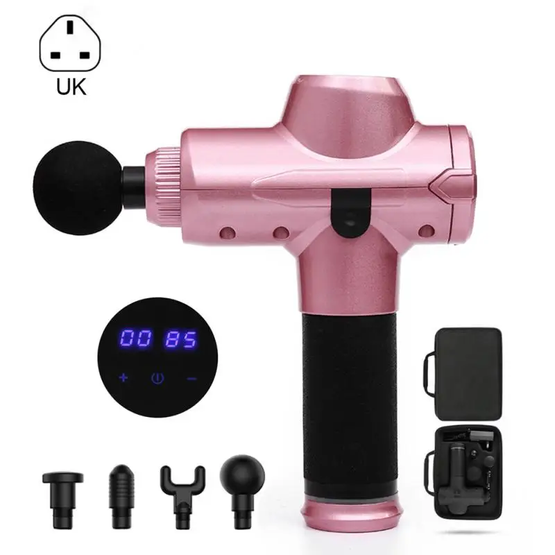 pink UK Массажный пистолет Электрический массажер для расслабления мышц ручной глубокий массажер для мышц фитнес-оборудование - Цвет: pink UK