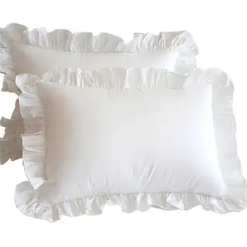 

1Pcs White Pillow case Sham Princess European Pillow Cover Protector Bedding Cotton Solid Ruffle Pillow 48*74cm