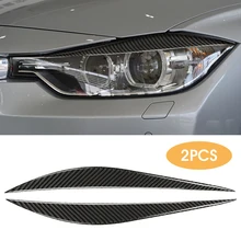 

New 2PCS Car Headlight Eyebrow Eyelid Trim Cover Car Stickers Decor Carbon Fiber Car Styling Decals For BMW 3 Series 13-19 F30