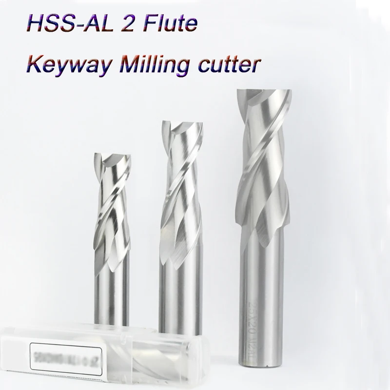 Acciaio Ad Alta Velocità Al 2 Flauto Chiavetta Fresa Fresa Fresa Hss Cotter Fresa Scanalatura Miller Keyseat D1 D32 Per Alluminio Acciaio