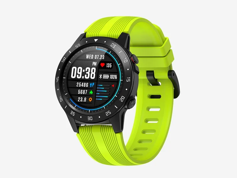 LEMFO M5S спортивные мужские умные часы с поддержкой 2G sim-карты 1,3 дюймов полный круглый Сенсорный экран для сердечного ритма IP67 Водонепроницаемый Компас погода - Цвет: Green
