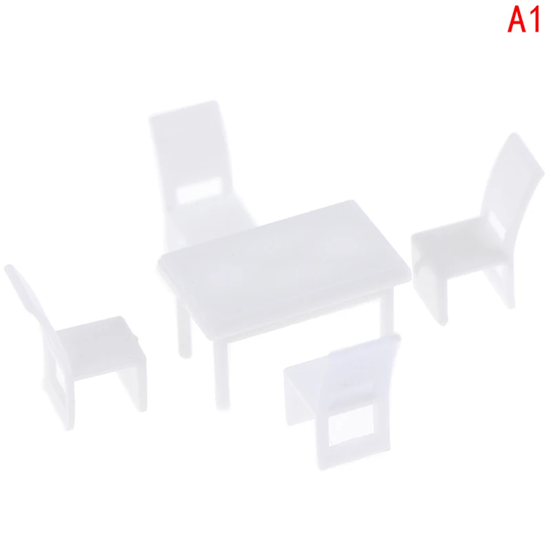 Miniature Kitchen Dining Table Chairs Model 1:75 Dollhouse Layout Accessory 
