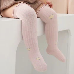 Spring Winter Baby Boys Girls Long Leg Socks Lace Cuff  0-3 Years Toddler Children Non-slip Combed Cotton Over Knee High Sock