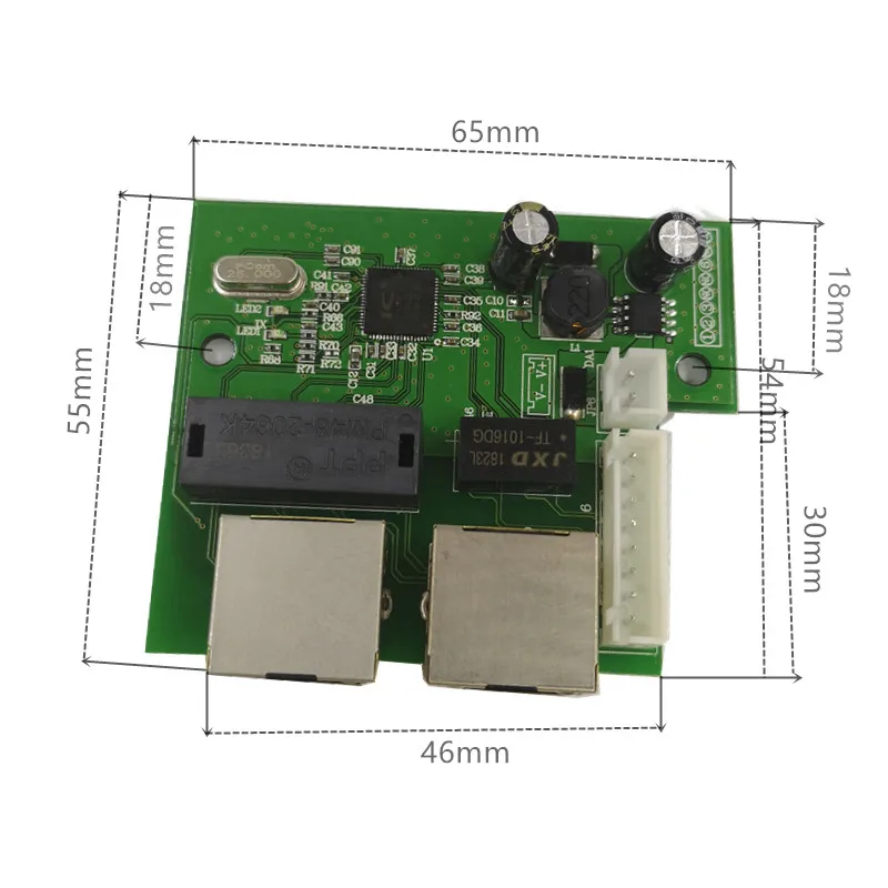 OEM Прямая с фабрики мини Быстрая зарядка 10/100 Мбит/с 3-портовый Ethernet сетевой переключатель концентратора доска двухслойная модель 2 rj45 1* 8pin головкой порт