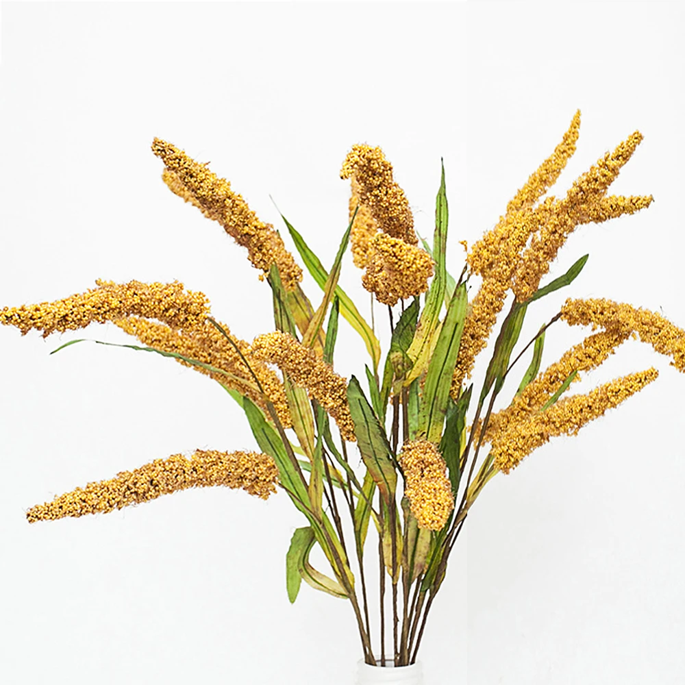 75cm 10PCS Artificial Plants Wheat Ear Faux Corn Ear Fake Flowers Grass Branch Leaf Pastoral Home Decoration Wedding Photography