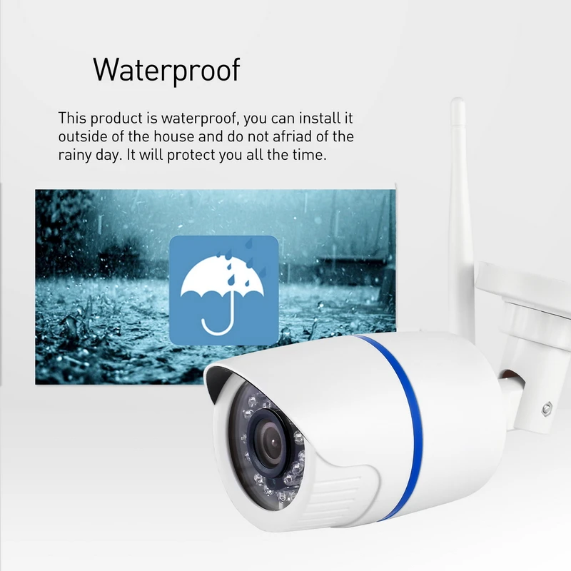 H.265 WIFI 3MP / 1080P Waterproof Bullet IP Camera 24LED Night Vision Outdoor Security CCTV Camera w/ SD Card Slot(Seetong