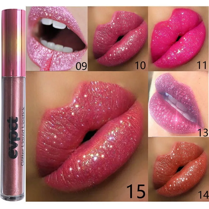 Hot Sale 15 Colors Glitter Lipgloss Makeup Waterproof Lasting Shining Diamond Lipgloss Liquid Cosmetics Professional 3