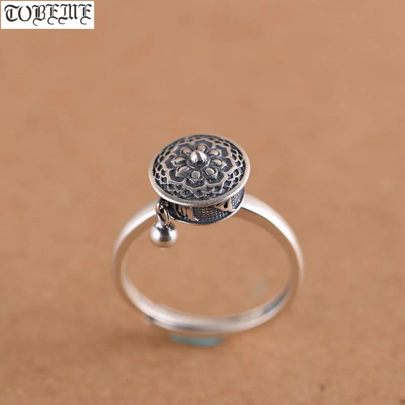 handmade 925% silver ring Buddhist six word mantra, retro om Ring+ lucky Amulet Ring