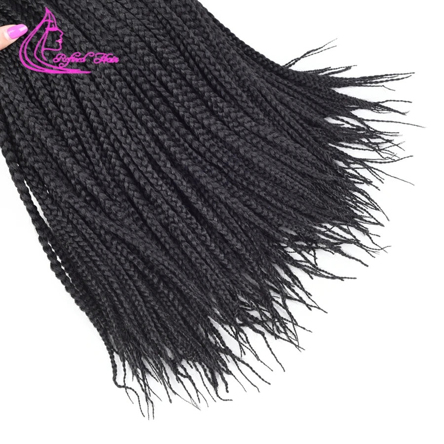 Box Braids Crochet Hair Handmade Crochet Braids 14 18 24Inches Long Synthetic Braiding Hair Extensions Ombre Black Brown Gray