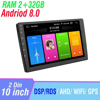 

2din Car Radio Android 8 Universal GPS Navigation Bluetooth 2.5D Touch Split Screen Wifi Car Audio Stereo FM USB Car Multimedia