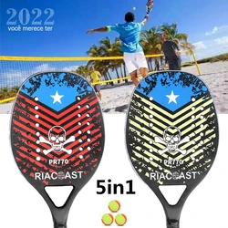 2022 Adult Beach Tennis Racket Carbon Fiber EVA Foam Core Lightweight Tennis Racket Professional Beach Tennis Racket with Cover