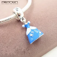 Платье Очаровательная подвеска с голубой эмалью Серебро 925 пробы ювелирные изделия подходят Шарм бусины браслеты, подвесные Колье DIY для женщин DSN026