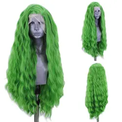 Charisma парик с крупными волнами боковая часть синтетический парик фронта шнурка термостойкие волокна волос зеленые парики для женщин