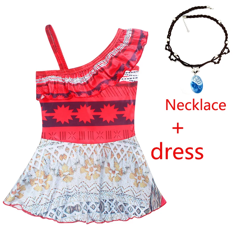 dress and necklace Коллекция года, карнавальный костюм принцессы для детей, платье Vaiana, костюм с necklace ем для Хэллоуина, костюмы для детей, подарки для девочек - Цвет: dress and necklace