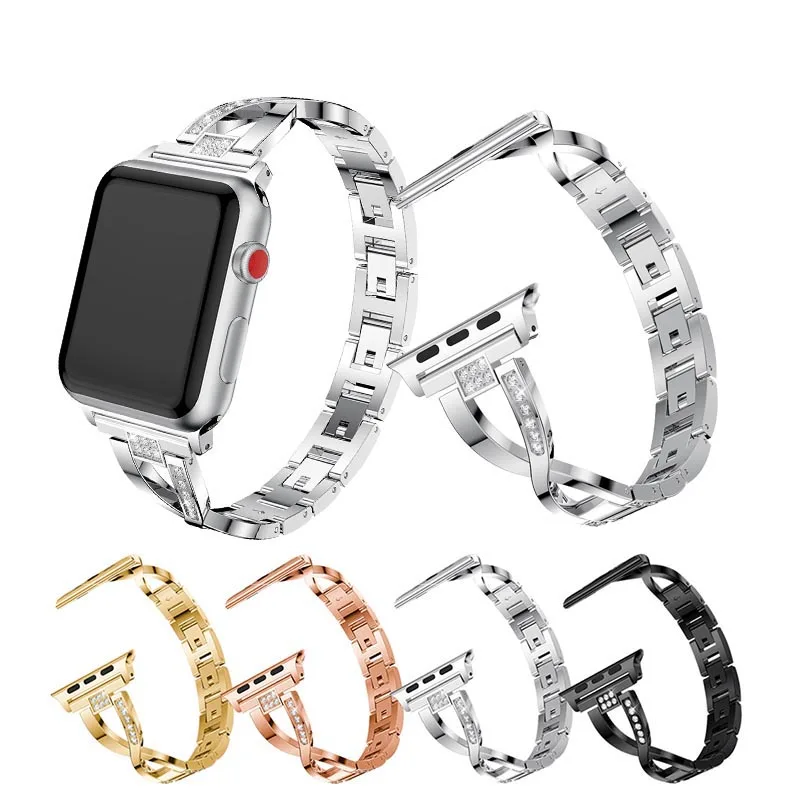 Для Apple Watch ремешок 40 мм 44 мм 38 мм 42 мм Женский Алмазный ремешок для iWatch серии 5 4 3 2 1 iWatch браслет из нержавеющей стали ремешок