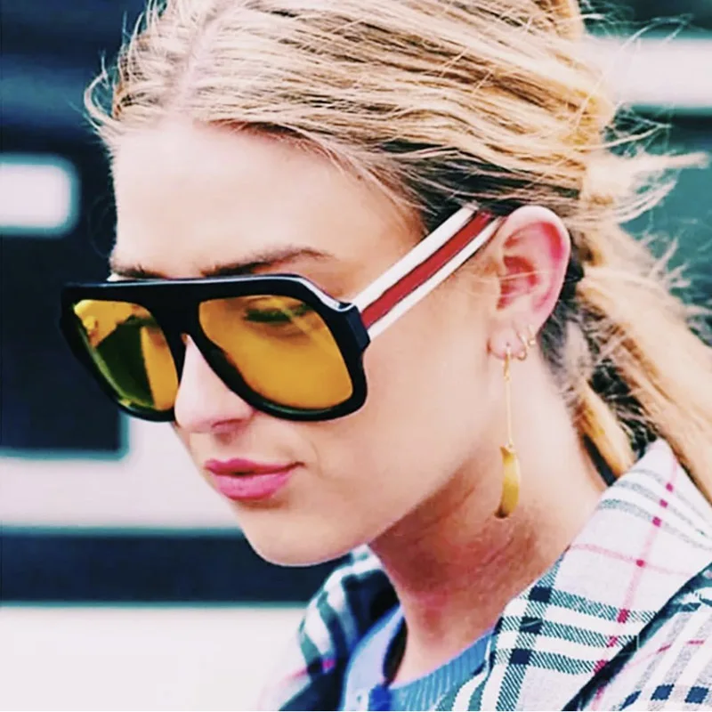 

One Piece Oversized Sunglasses Women Big Square Sun Glasses Luxury Vintage Eyewear Ladies UV400 Brand Travel Shades Gafas de sol