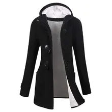 Зимнее Модное теплое шерстяное классическое бушлат черного цвета