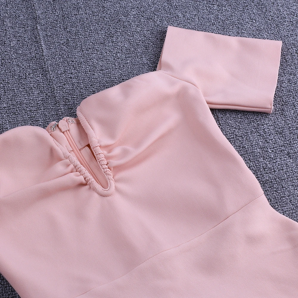Maketina Персиковое облегающее Бандажное платье для женщин Vestidos Лето V образный Выкл Shuolder Бандажное платье знаменитость одежда для подиумов и вечеринок