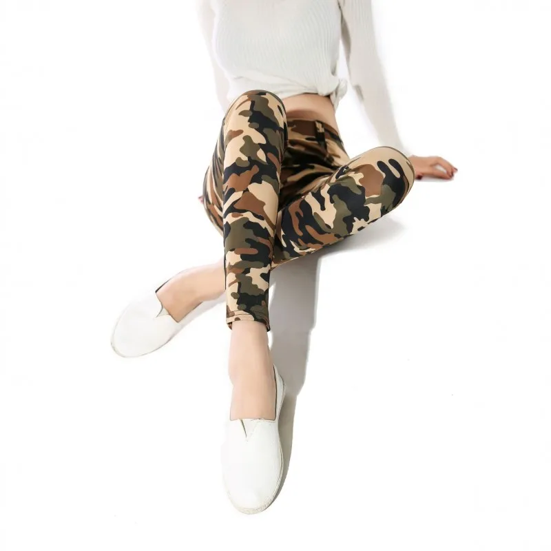 Billig Sexy Leggings Frauen Camouflage Gedruckt Klassische mode Hosen Weibliche Armee Grün Stretch Dünne Hohe Taille Workout Jeggings
