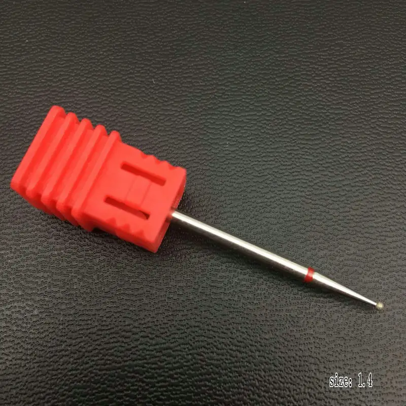 Red-1.4mm 6 Type Round Diamond Nail Drill Bits Rotary Drill For Manicure Electric Machine Accessories Nail Files Cutter Tools - Цвет: Red-1.4mm