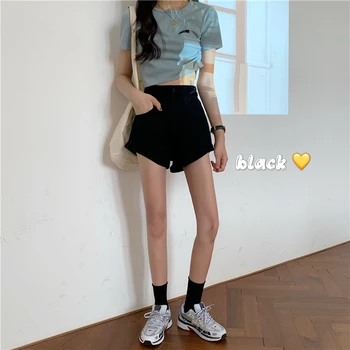 

Streetwear High Waist Denim Shorts Women's Solid Jean Shorts Summer Loose Shorts For Female