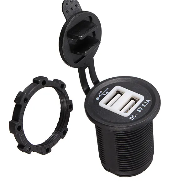 Автомобильный USB Зарядное устройство автомобиля Зарядное устройство Универсальный мотоцикл Лодка 3.1A 5V