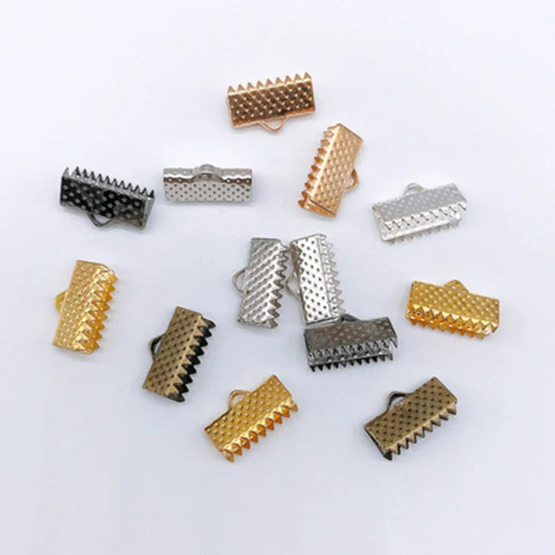 

50pcs/lot Gold Cove Clasps Cord End Caps String Ribbon Leather Clip Necklace Bracelet Connector for Jewelry Making Supplies