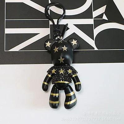 

Luxury Bomgom Crystal Popobe Gloomy Bear Keychain Car Key Holder Bag Charm Holder Leather Strap Keyring Resin Pendant d381