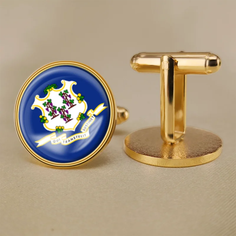 

Seal of Connecticut State of United States of America Map Flag Cufflinks