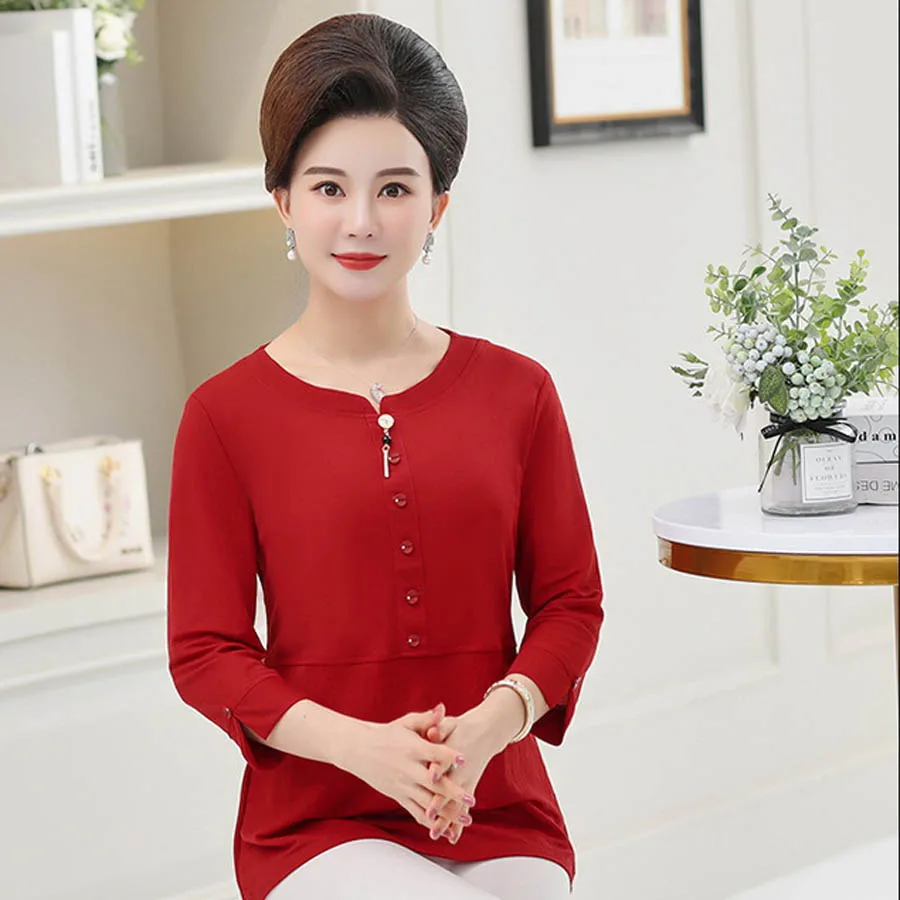 Летняя Однотонная футболка с короткими рукавами платье для мамы Топ PWJ32