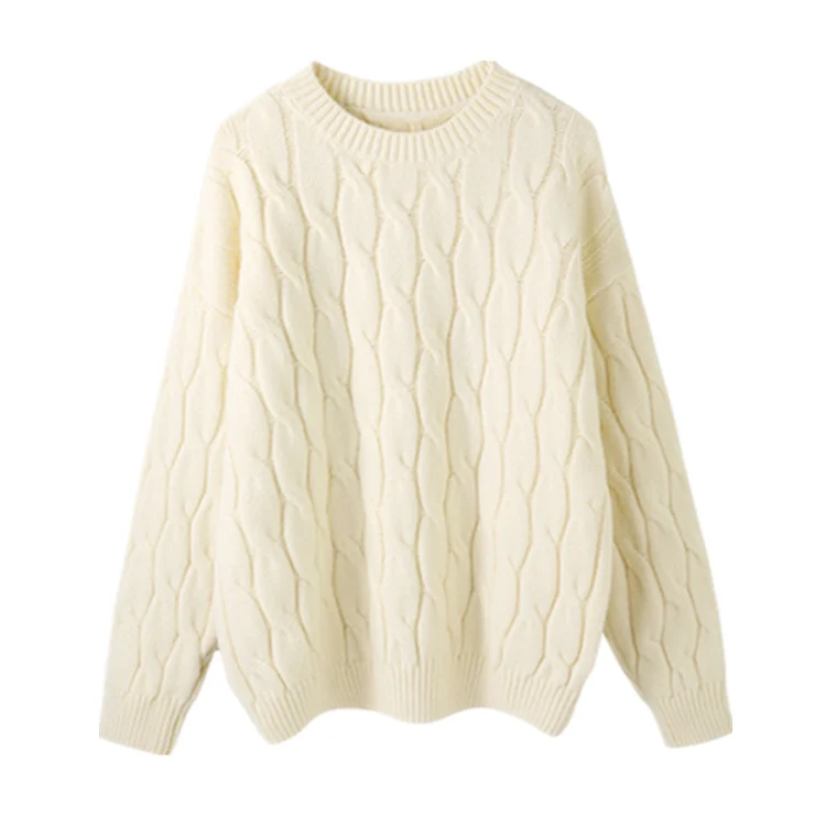 

Women Knitted Long Sleeve 2020 New Autumn Winter Pink O Neck Flower Color Sweater Female Loose Casual Pullover Sweater 310F