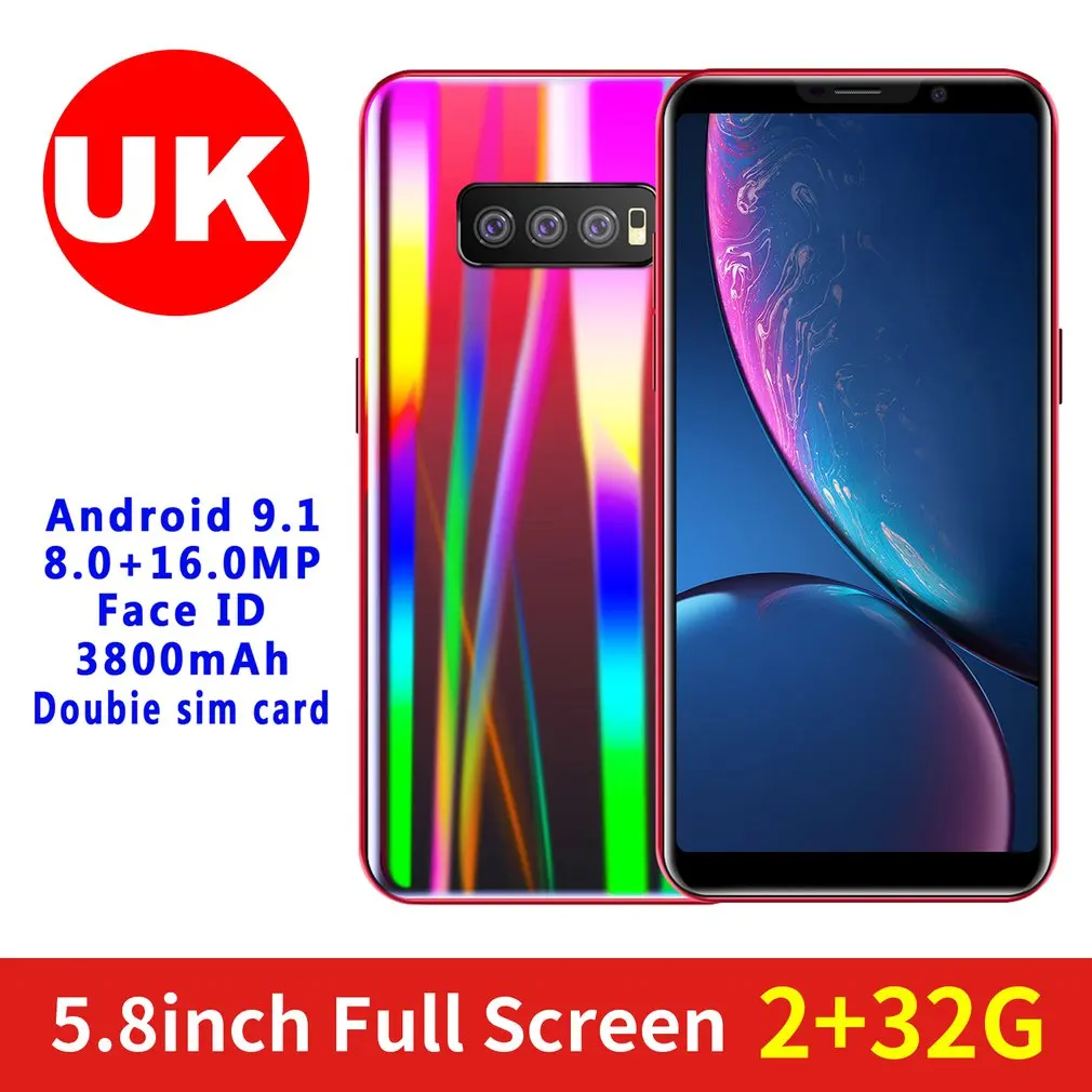 S11 5.8 Inch Tempered Glass Back Cover Smart Phone 2+32Gb Mobile Phone Fingerprint Face Recognition Smartphone