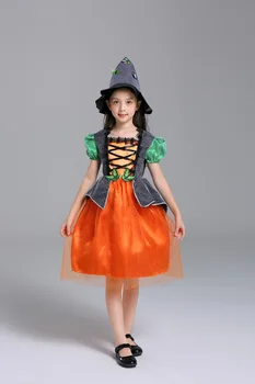 

New Halloween Cosplay Costume Magic Witch Performs Halloween Child Witch Costume