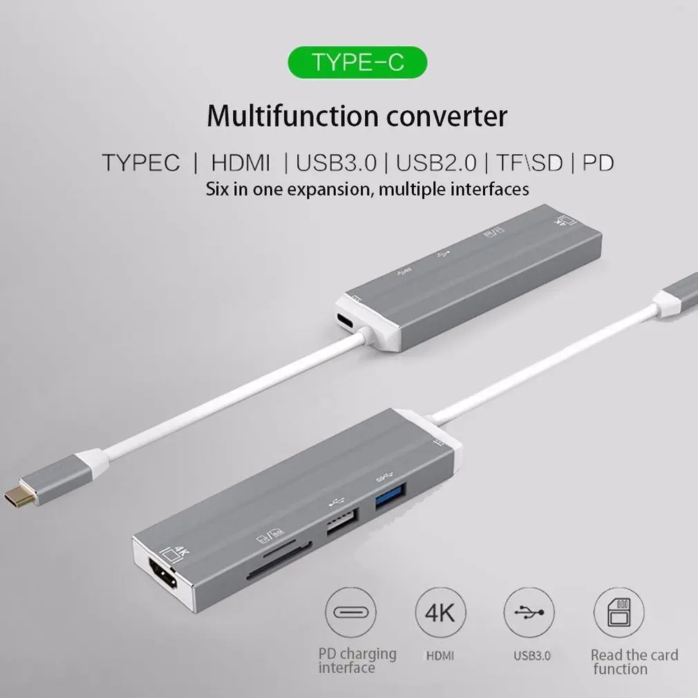 Практичный тип-c USB C к 4K HDMI USB 3,0 2,0 SD TF кард-ридер PD концентратор адаптер для Macbook высокая производительность