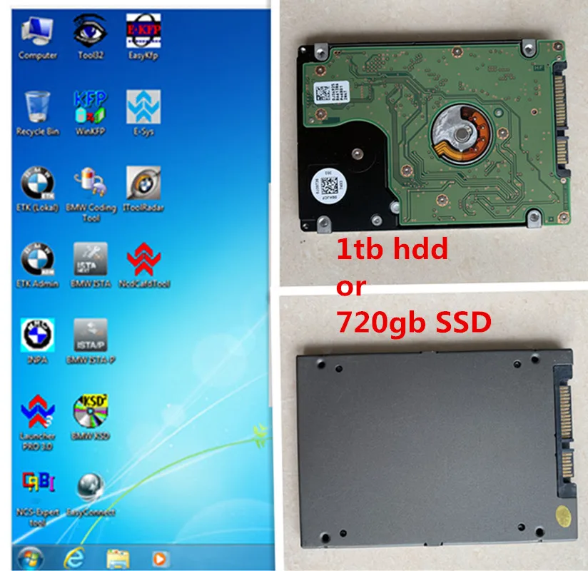 Для BMW Icom Next A2 + B C 2020 12 v программное обеспечение ISTA D 4 26 P 3 67 Inpa 1 ТБ HDD / 720 ГБ SSD win7 64bit с