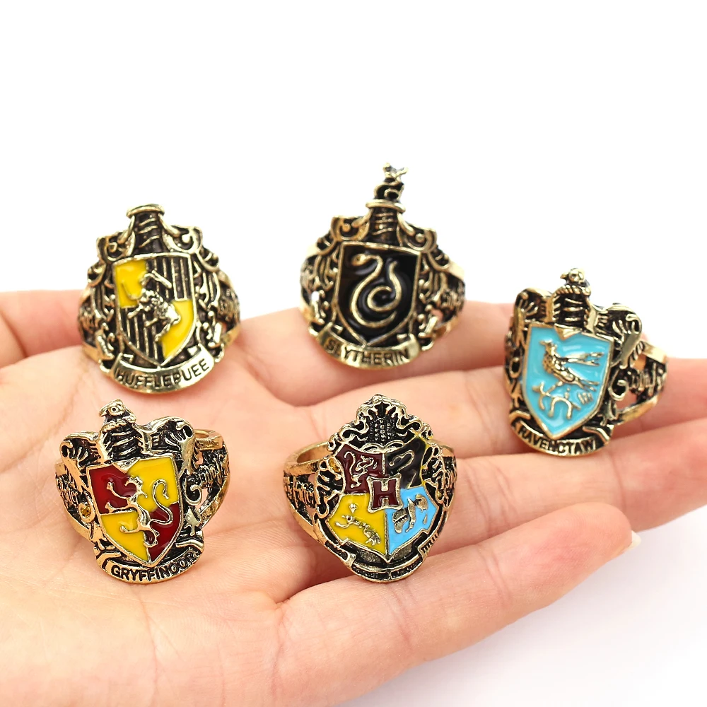Сувенирное кольцо из фильма Хогвартс ювелирное изделие Hufflepuff Gryffindor Slytherin Ravenctaw с