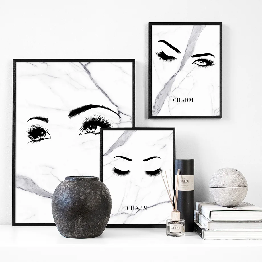 

Modern Home Decoration Nordic Style Eyelash Eyebrows Canvas Painting Pictures Wall Artwork Prints Modular Poster For Living Room