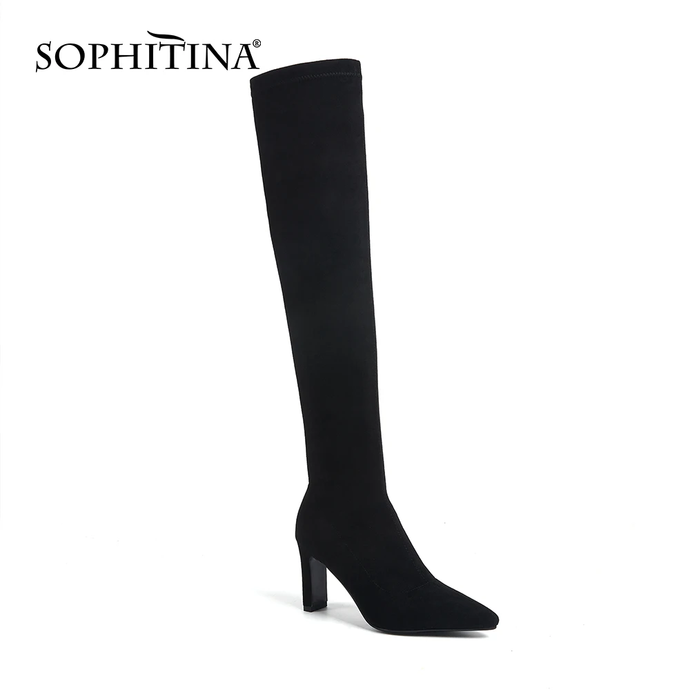 

SOPHITINA Autumn Winter Over-The-Knee Boots Sexy Pointed Toe Stylish High Quality Handmade Boots Thin Mid-Heel Shoes Women SO613
